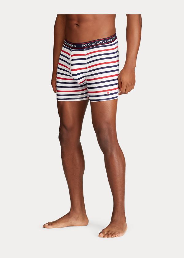 Ralph Lauren Stretch Boxerské Brief 3-Pack Tmavě Blankyt Královská Modrá Blankyt Bílé Proužek | sKI0vgJ7