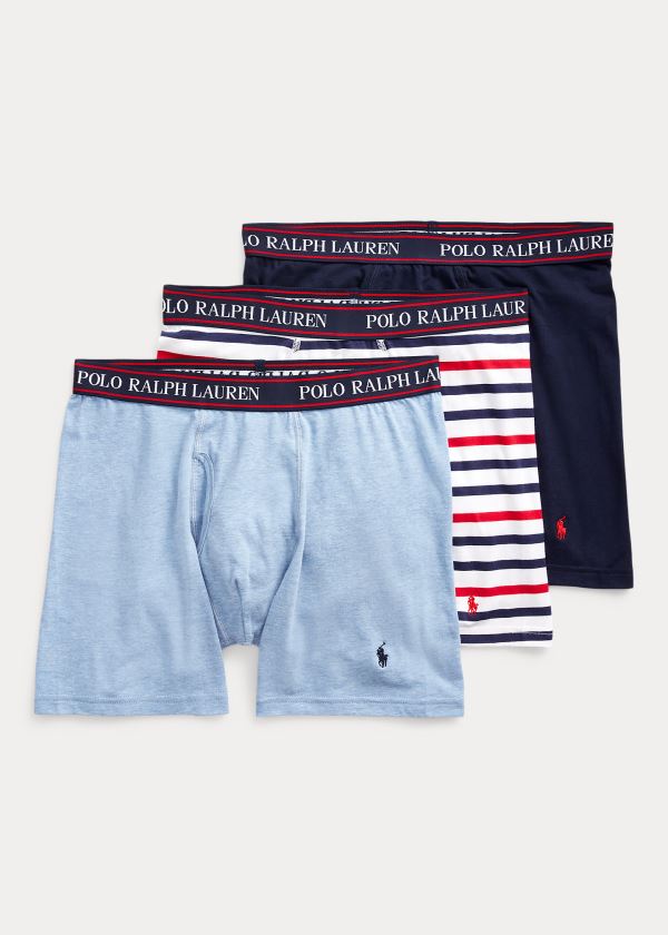 Ralph Lauren Stretch Boxerské Brief 3-Pack Tmavě Blankyt Královská Modrá Blankyt Bílé Proužek | sKI0vgJ7