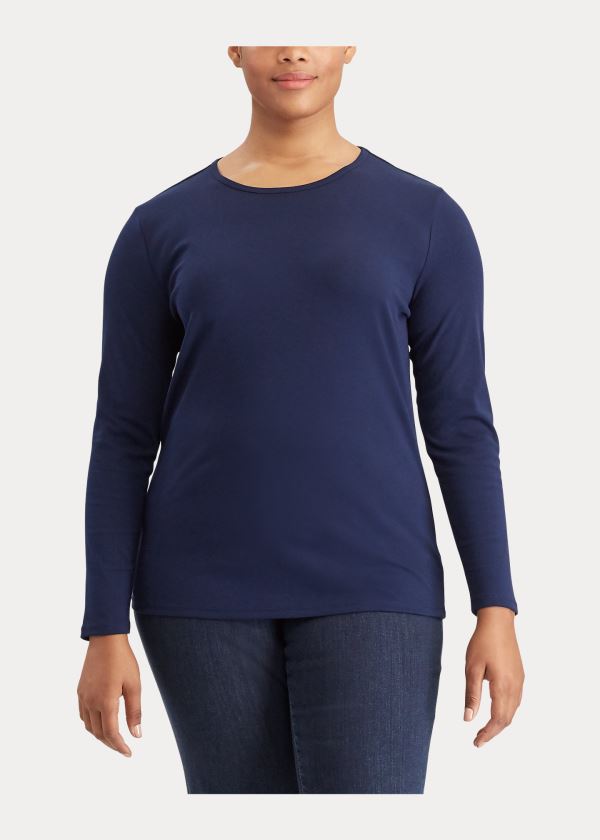 Ralph Lauren Stretch Long-Sleeve Tee Tmavě Blankyt | HyNcr4nl