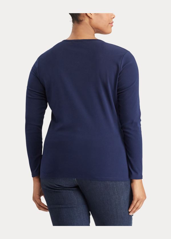 Ralph Lauren Stretch Long-Sleeve Tee Tmavě Blankyt | HyNcr4nl
