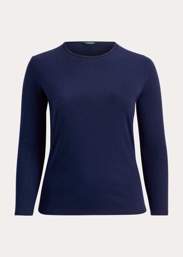 Ralph Lauren Stretch Long-Sleeve Tee Tmavě Blankyt | HyNcr4nl