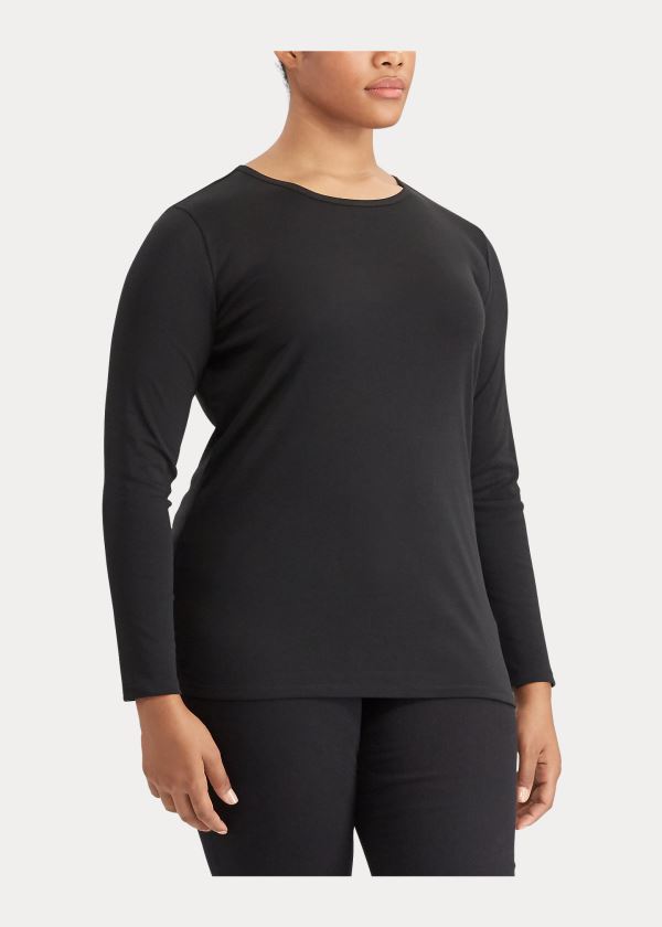 Ralph Lauren Stretch Long-Sleeve Tee Černé | oEy8Avie