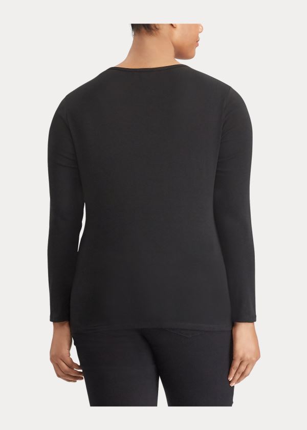 Ralph Lauren Stretch Long-Sleeve Tee Černé | oEy8Avie