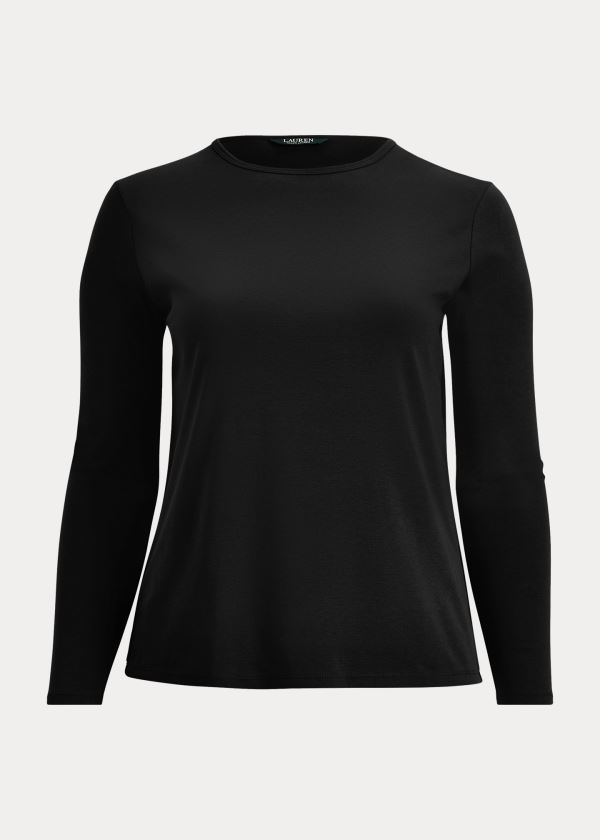 Ralph Lauren Stretch Long-Sleeve Tee Černé | oEy8Avie