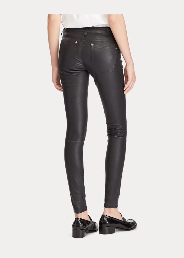 Ralph Lauren Stretch Læder Skinny Pant Černé | jYSchqmU