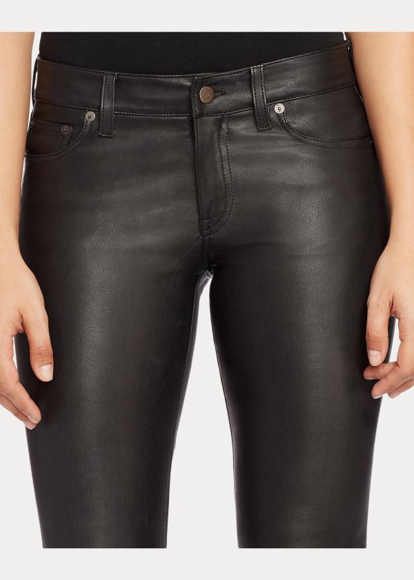 Ralph Lauren Stretch Læder Skinny Pant Černé | jYSchqmU