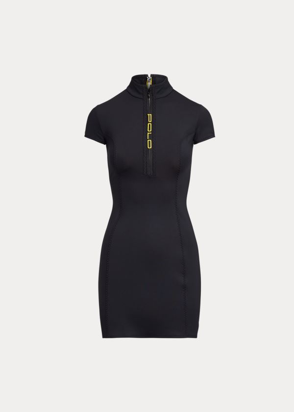 Ralph Lauren Stretch Quarter-Zip Šaty Černé | 6JQT0UA0