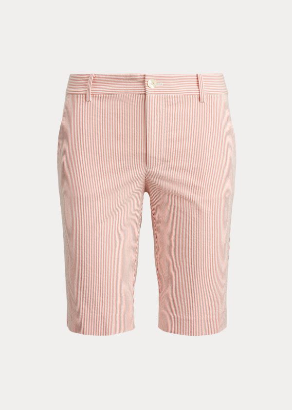 Ralph Lauren Stretch Seersucker Krátké Červené Bílé | HZOnWsUG