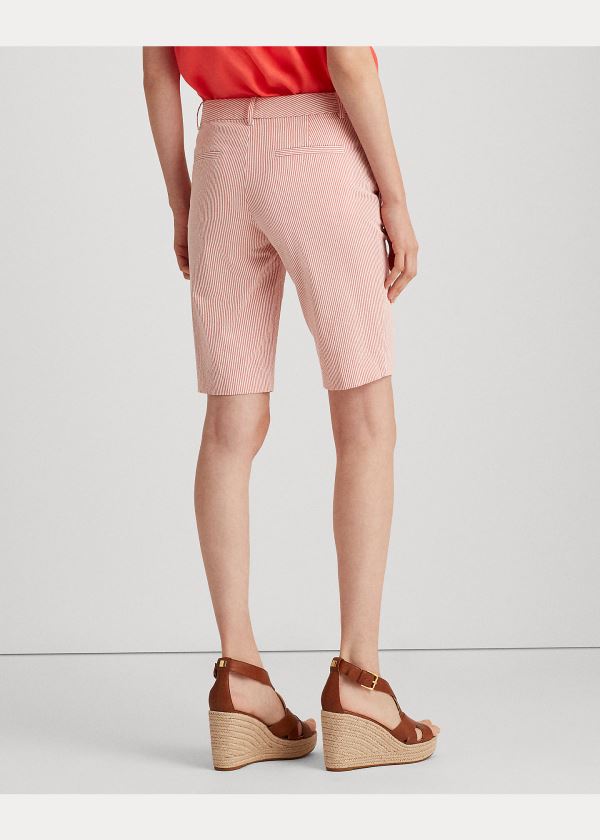 Ralph Lauren Stretch Seersucker Krátké Červené Bílé | HZOnWsUG
