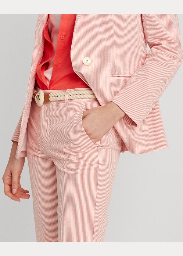 Ralph Lauren Stretch Seersucker Krátké Červené Bílé | HZOnWsUG