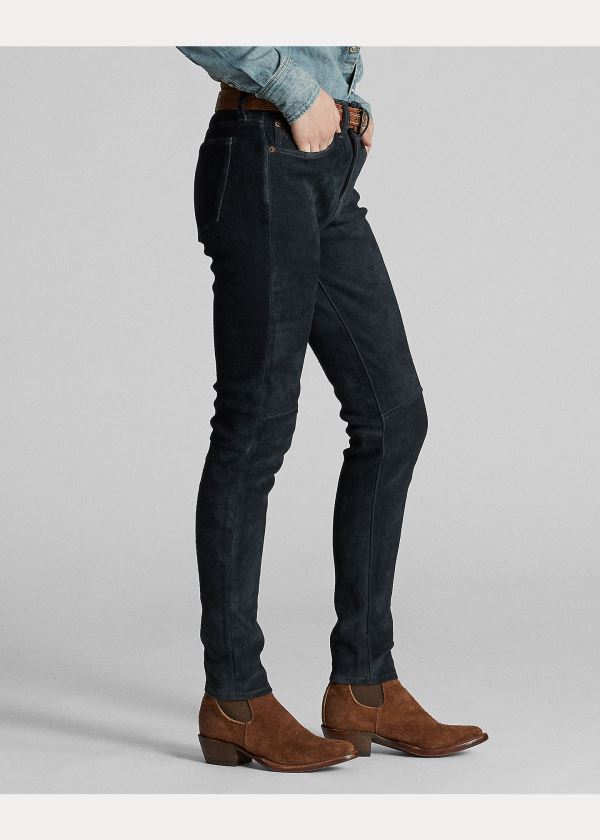Ralph Lauren Stretch Semišové Skinny Jean Indigo | BBTwbF3C