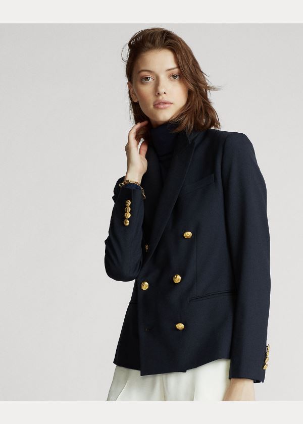Ralph Lauren Stretch Wool Blazer Tmavě Blankyt | ZNV2jFVT