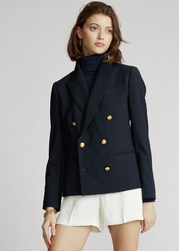 Ralph Lauren Stretch Wool Blazer Tmavě Blankyt | ZNV2jFVT