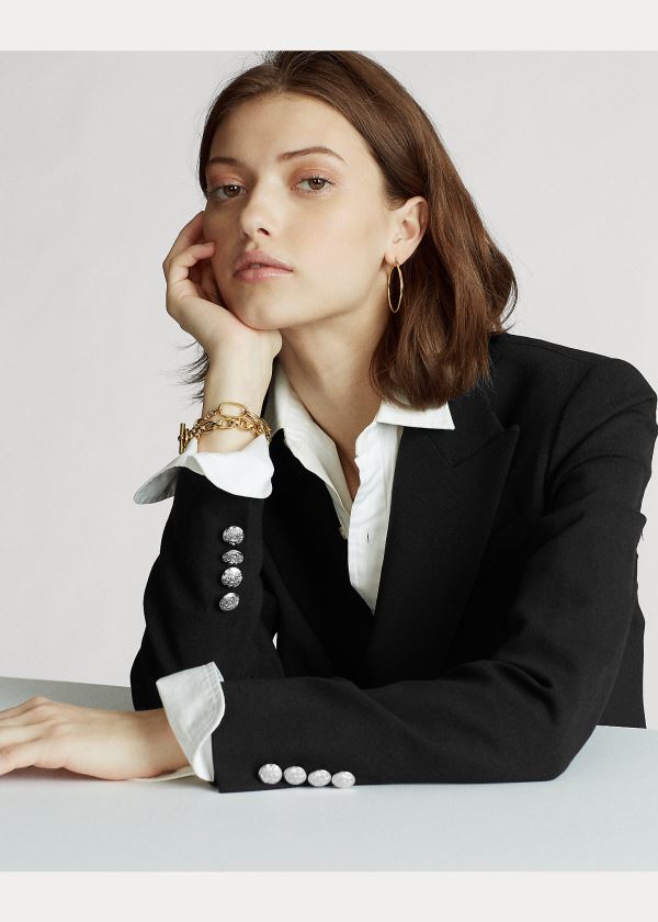 Ralph Lauren Stretch Wool Blazer Černé | crEXUic7