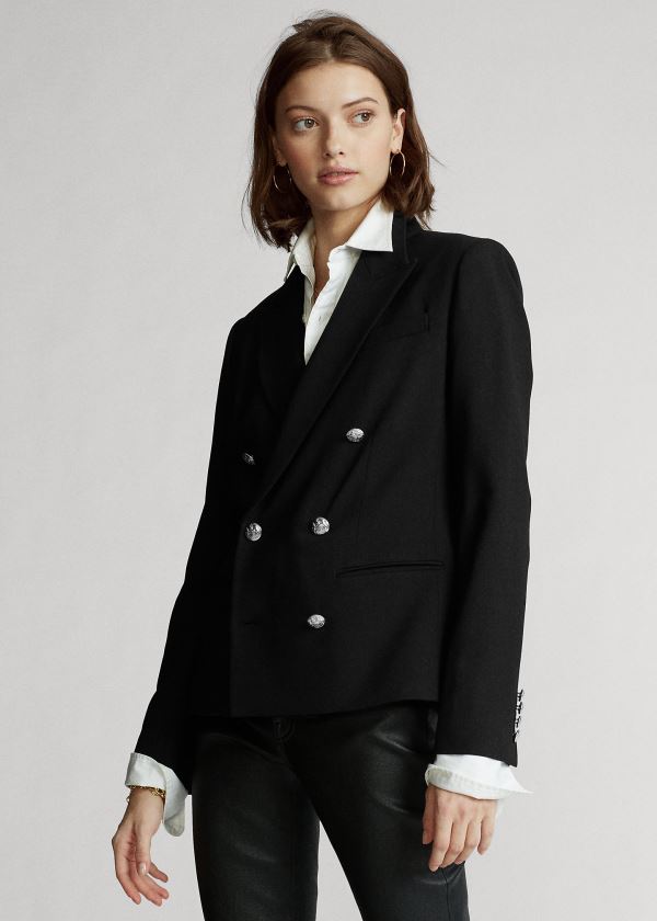 Ralph Lauren Stretch Wool Blazer Černé | crEXUic7