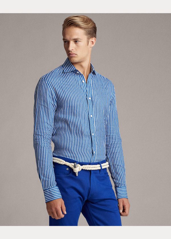 Ralph Lauren Stripe-Print Linen Shirt Blankyt Bílé Proužek | FBBKtWT3