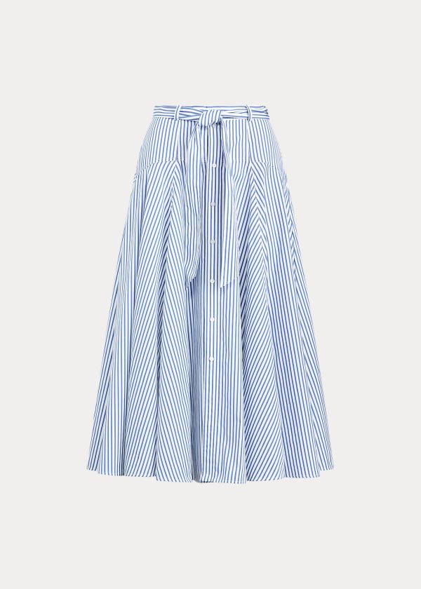 Ralph Lauren Striped Bavlněné A-Line Skirt Bílé Blankyt | waPkAz24