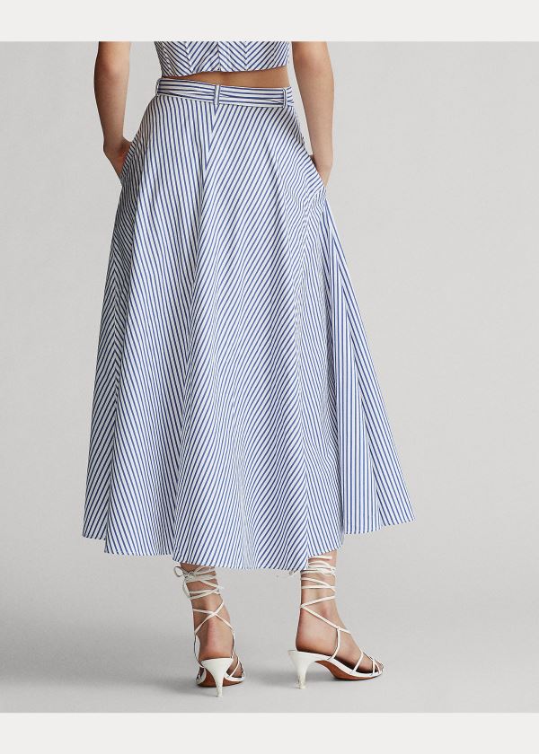 Ralph Lauren Striped Bavlněné A-Line Skirt Bílé Blankyt | waPkAz24