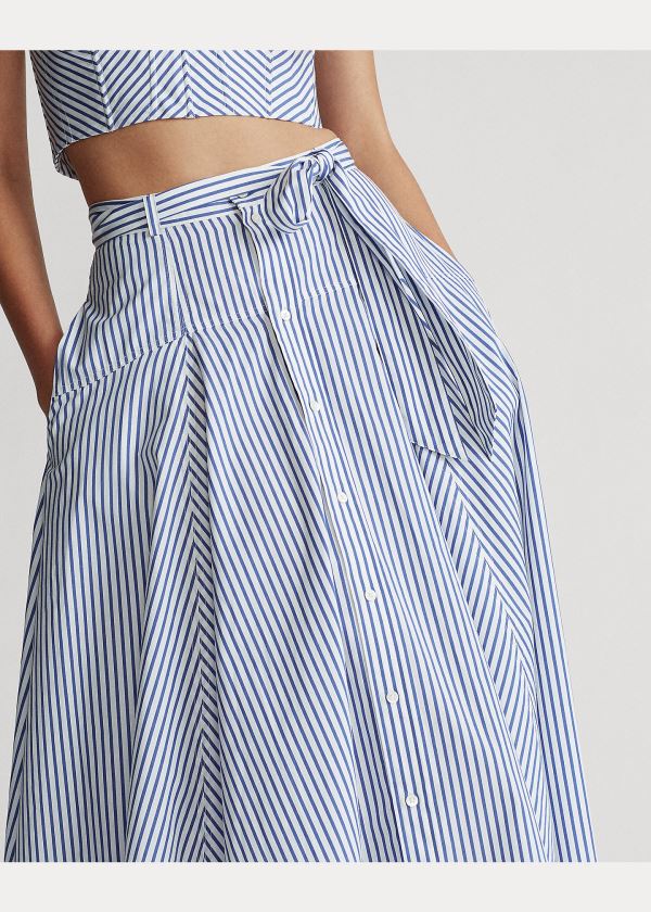 Ralph Lauren Striped Bavlněné A-Line Skirt Bílé Blankyt | waPkAz24