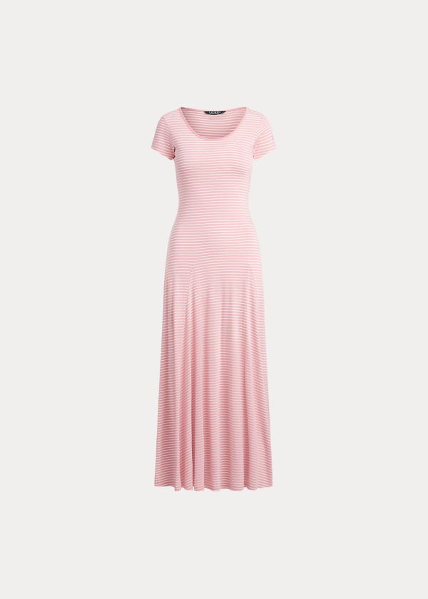 Ralph Lauren Striped Bavlněné-Blend Maxidress Růžové Krém | 6Nagc7x6