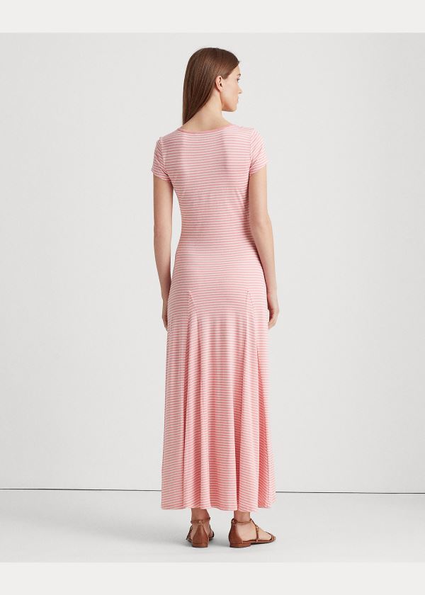 Ralph Lauren Striped Bavlněné-Blend Maxidress Růžové Krém | 6Nagc7x6