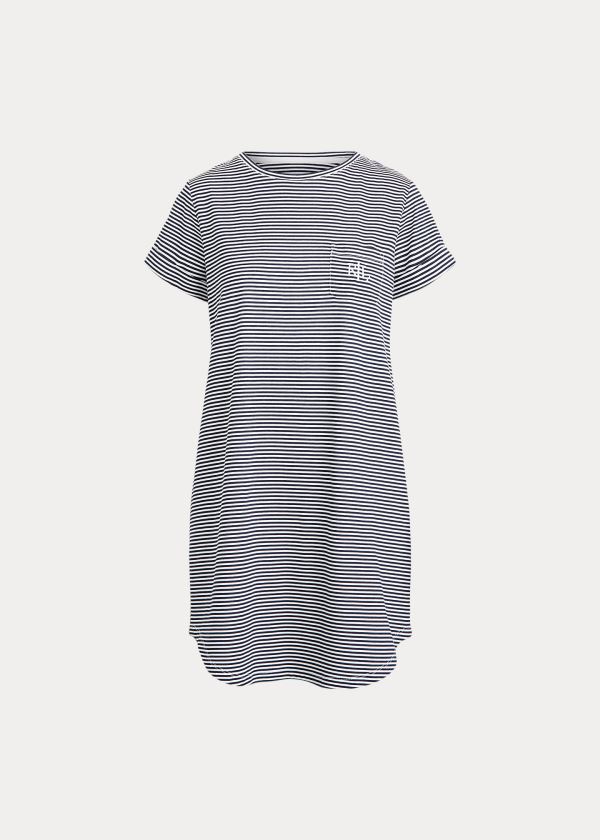 Ralph Lauren Striped Bavlněné-Blend Sleep Tee Tmavě Blankyt Proužek | RnSgpf8U