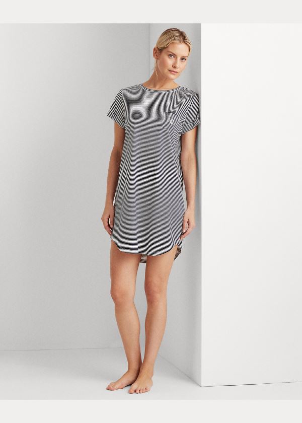 Ralph Lauren Striped Bavlněné-Blend Sleep Tee Tmavě Blankyt Proužek | RnSgpf8U