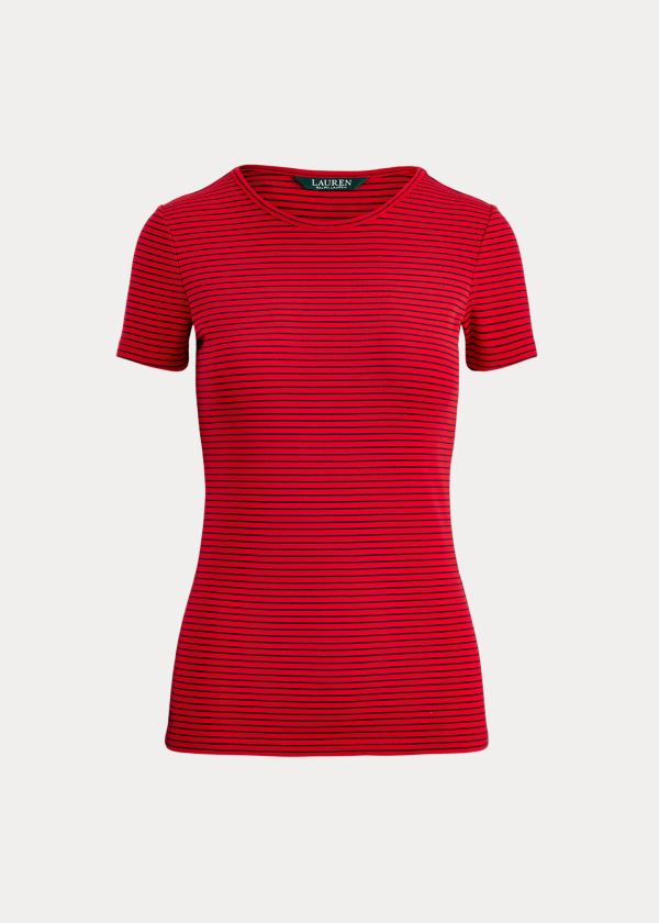 Ralph Lauren Striped Bavlněné-Blend Tee Červené Tmavě Blankyt | JXyME0Qk