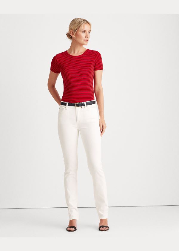 Ralph Lauren Striped Bavlněné-Blend Tee Červené Tmavě Blankyt | JXyME0Qk