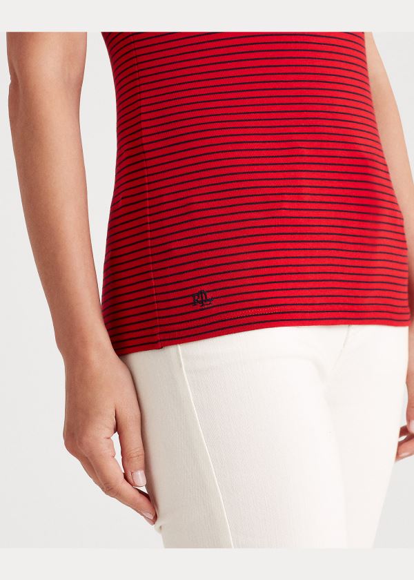 Ralph Lauren Striped Bavlněné-Blend Tee Červené Tmavě Blankyt | JXyME0Qk