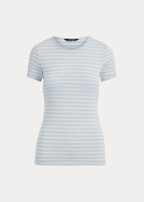 Ralph Lauren Striped Bavlněné-Blend Tee Indigo Krém | XtHZwKPs