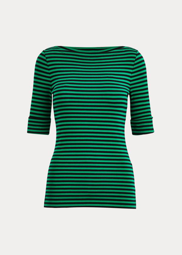Ralph Lauren Striped Bavlněné-Blend Top Černé Zelene | o4gWnJ3H