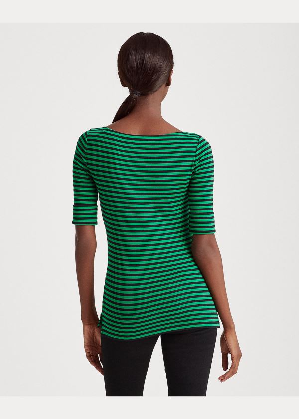 Ralph Lauren Striped Bavlněné-Blend Top Černé Zelene | o4gWnJ3H