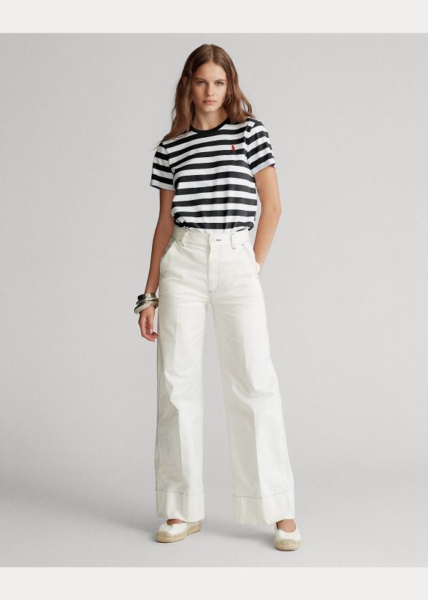 Ralph Lauren Striped Bavlněné Jersey Tee Bílé Černé | 62S7Re5W