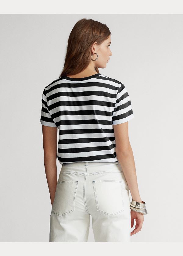 Ralph Lauren Striped Bavlněné Jersey Tee Bílé Černé | 62S7Re5W