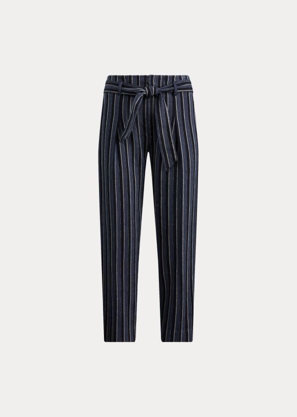 Ralph Lauren Striped Bavlněné-Linen Pant Blankyt Viacfarebný | yP38Ywzq