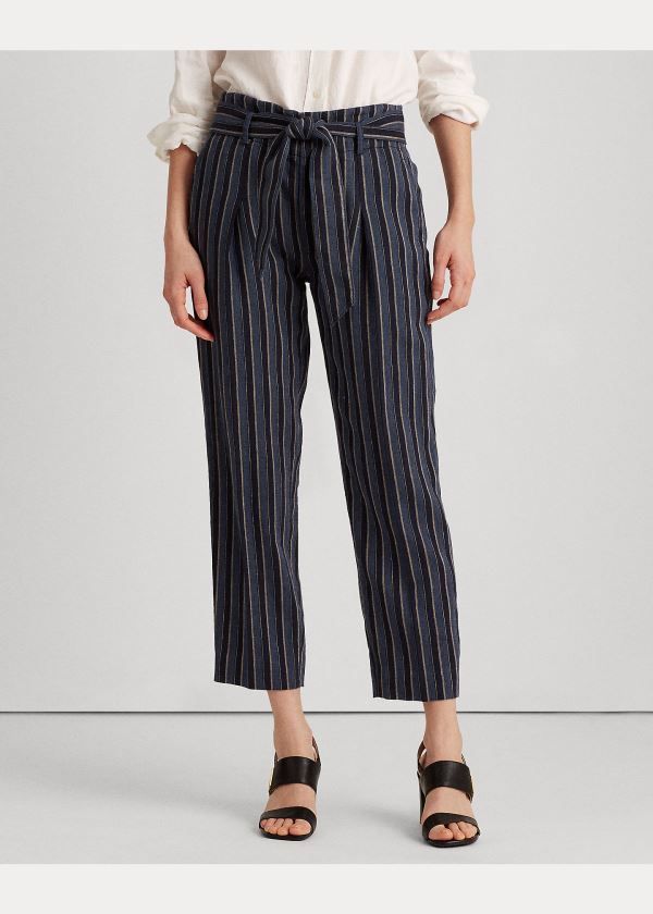 Ralph Lauren Striped Bavlněné-Linen Pant Blankyt Viacfarebný | yP38Ywzq