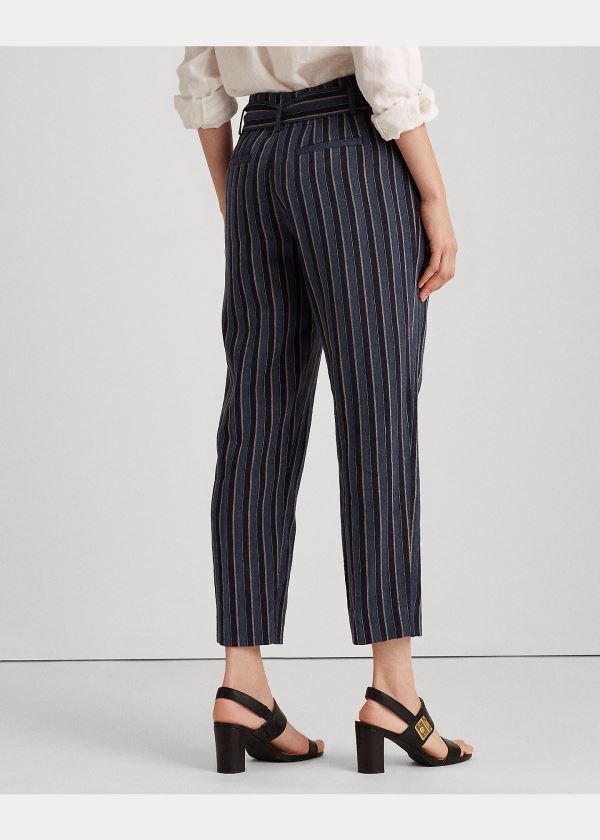Ralph Lauren Striped Bavlněné-Linen Pant Blankyt Viacfarebný | yP38Ywzq