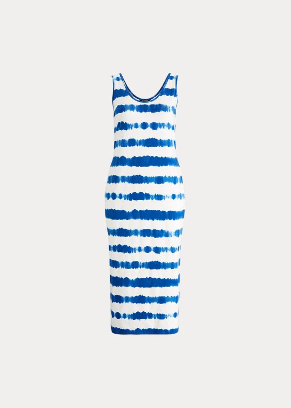 Ralph Lauren Striped Bavlněné Maxidress Blankyt Viacfarebný | QKSqvJ6Y