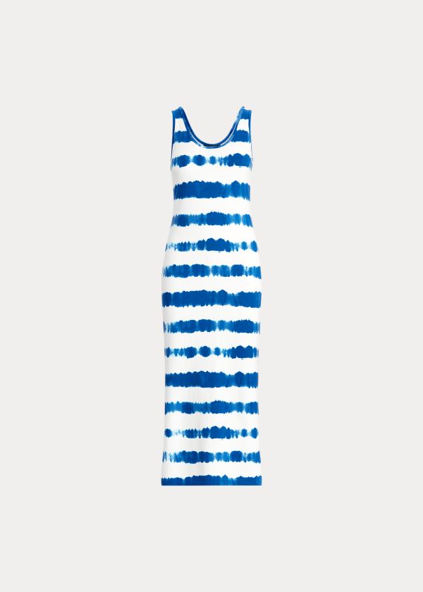 Ralph Lauren Striped Bavlněné Maxidress Blankyt Viacfarebný | aUOOxhcq