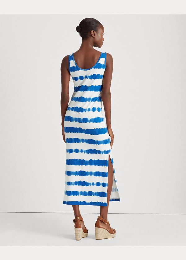 Ralph Lauren Striped Bavlněné Maxidress Blankyt Viacfarebný | aUOOxhcq