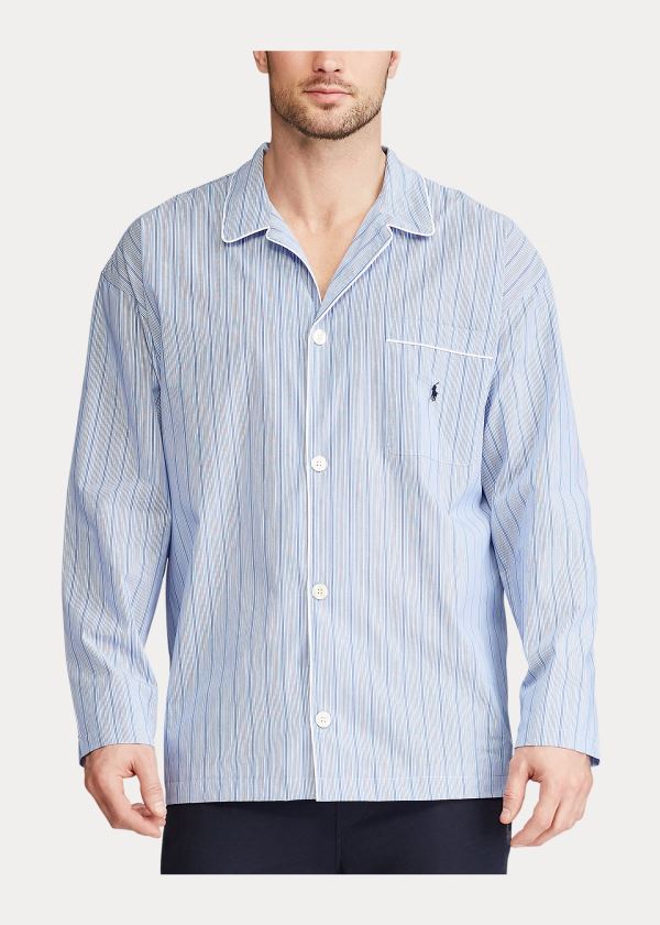Ralph Lauren Striped Bavlněné Pajama Shirt Blankyt Proužek | KUyXZ8O7