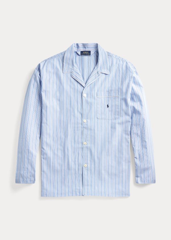 Ralph Lauren Striped Bavlněné Pajama Shirt Blankyt Proužek | KUyXZ8O7