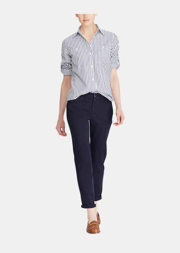 Ralph Lauren Striped Bavlněné Pocket Shirt Bílé Indigo | sX5cRdhu