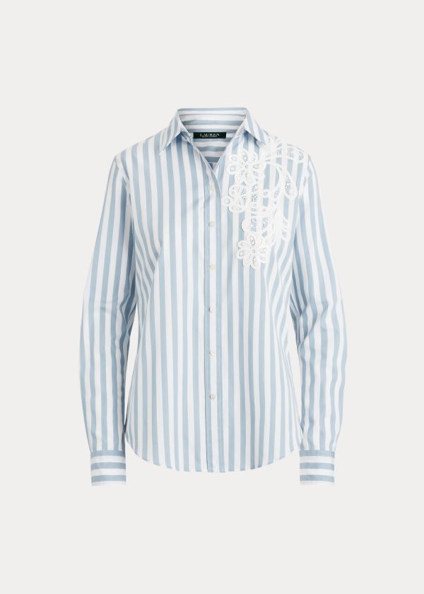 Ralph Lauren Striped Bavlněné Shirt Blankyt Bílé | D63utnoI
