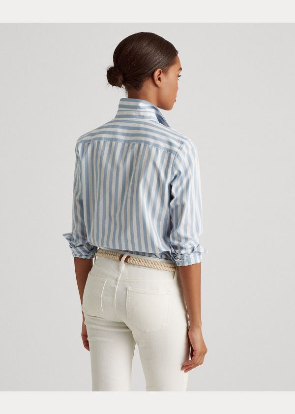 Ralph Lauren Striped Bavlněné Shirt Blankyt Bílé | D63utnoI