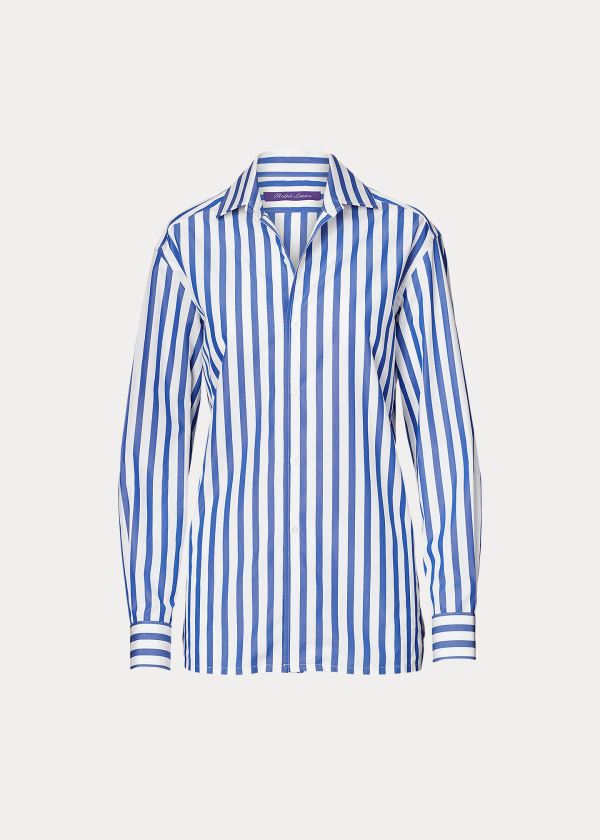 Ralph Lauren Striped Bavlněné Shirt Bílé Blankyt | fdqeqVQU