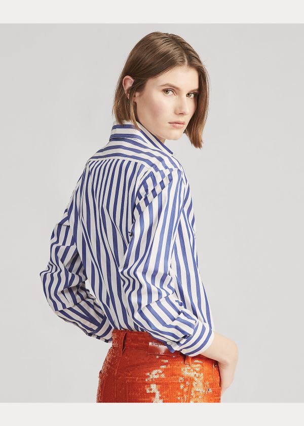 Ralph Lauren Striped Bavlněné Shirt Bílé Blankyt | fdqeqVQU