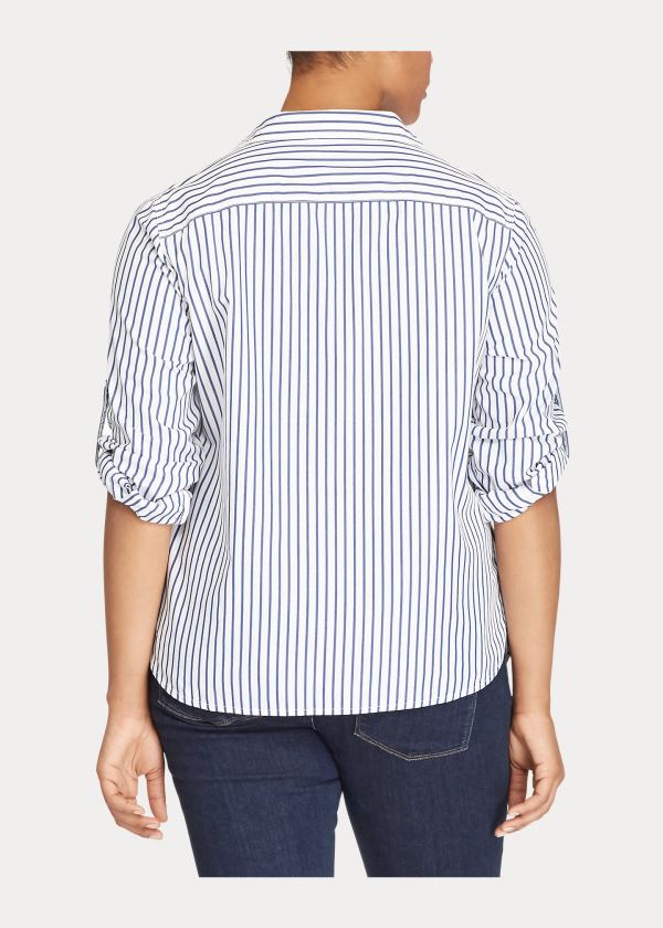 Ralph Lauren Striped Bavlněné Shirt - Shirts Woman (sizes 14-22) Bílé Indigo | 3MNtYskv