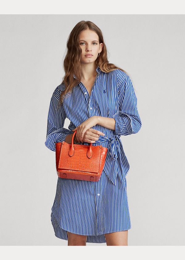 Ralph Lauren Striped Bavlněné Shirtdress Blankyt Bílé | 0gcZCwcz